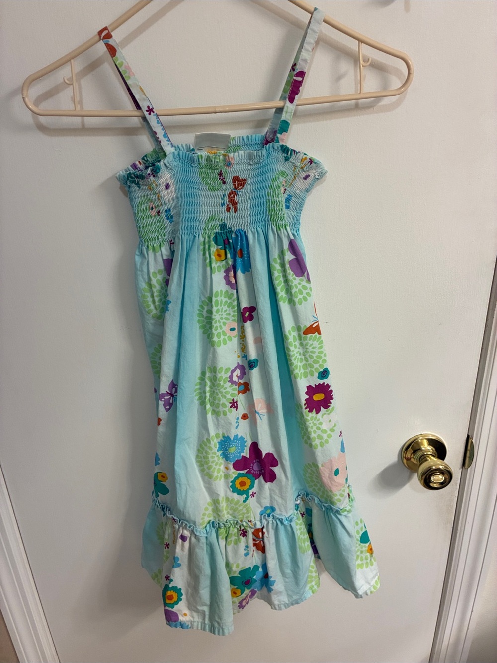 Hanna Andersson Light Blue Floral Smocked Sundress -girls US Sz 8